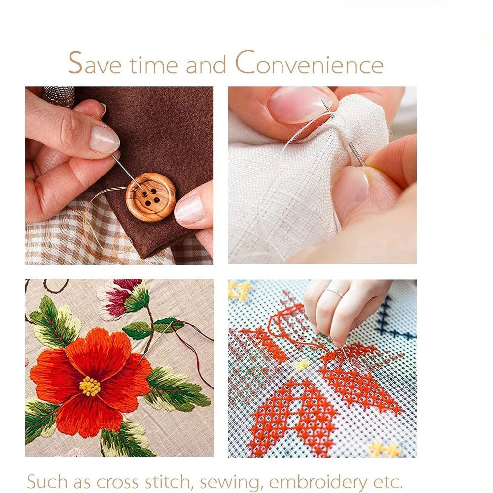 5 Stück Kunststoff-Blumenkopf-Sticknadelfädler (Mischungsfarben)