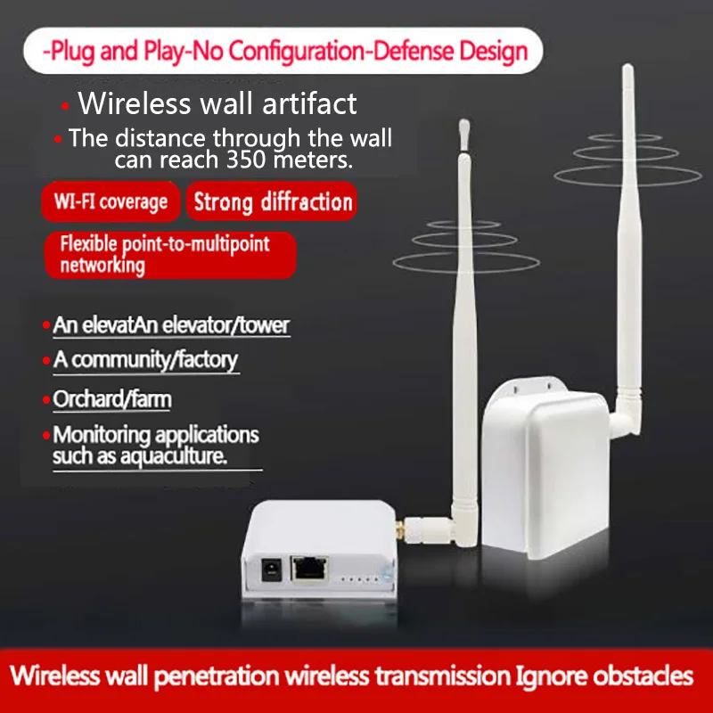 2-pak bezprzewodowych punktów dostępowych z zestawem mostków WIFI HaLow Połączenie zewnętrzne punkt-punkt dalekiego zasięgu do 1 KM dla kamery IP