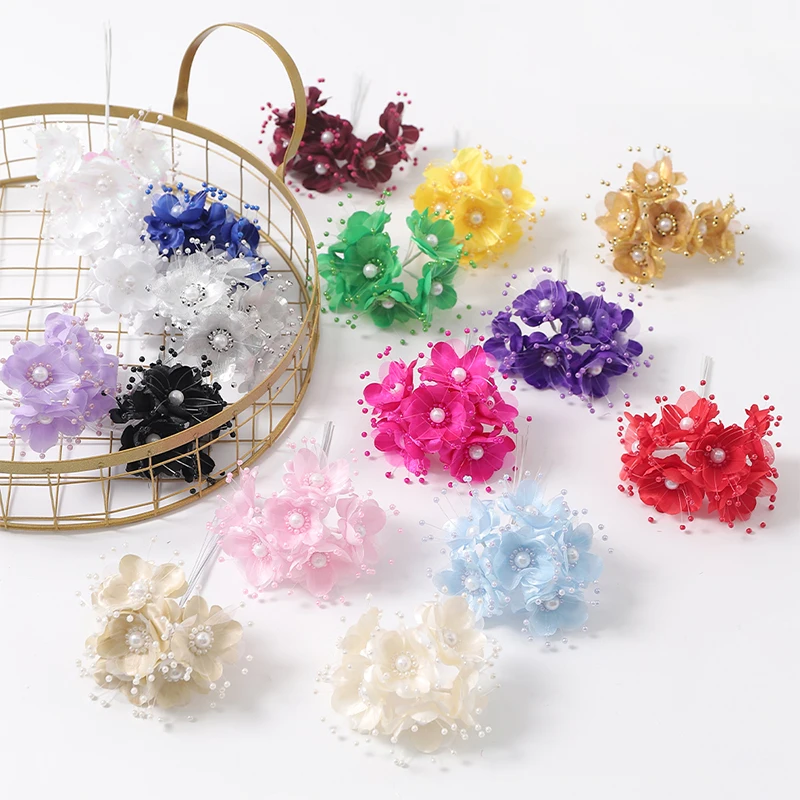 6 قطعة 12 سنتيمتر زهرة الشيفون الاصطناعية باقة زهور الورد للمنزل غرفة الزفاف الديكور DIY بها بنفسك سكرابوكينغ إكليل جارلاند #5