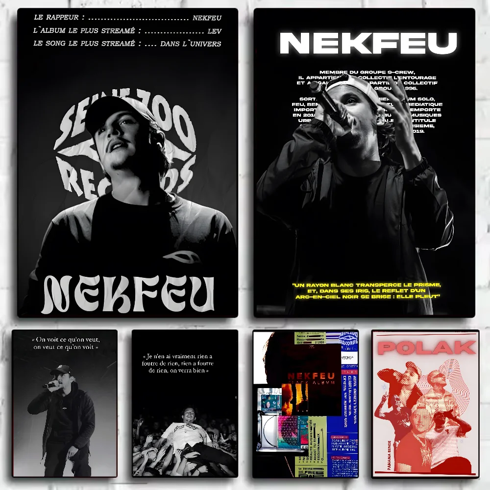 Póster de cantante Pop n-nekfeu de Francia, arte HD, pared adhesiva, impermeable, para el hogar, sala de estar, dormitorio, bar, decoración estética