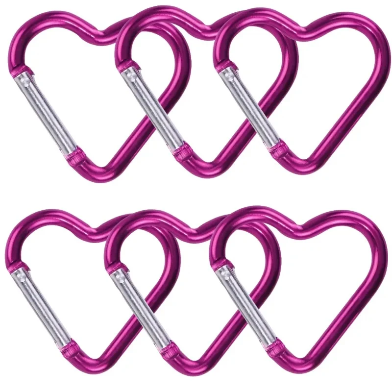 6 stuks duurzame hartvormige karabijnhaak sleutelhangerclip voor OutdoorAdventures - perfect voor kamperen, wandelen en reizen