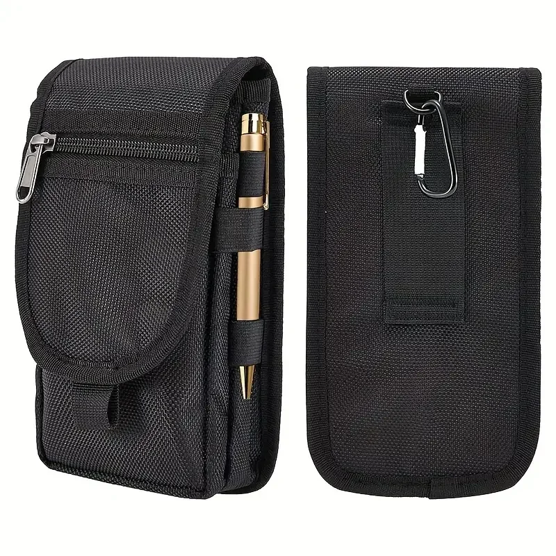 Flip Phone Bag with Three Compartments for Casual Pen Insertion and Waist Hanging Men's Belt Loop Pouch Large Capacity Wallet