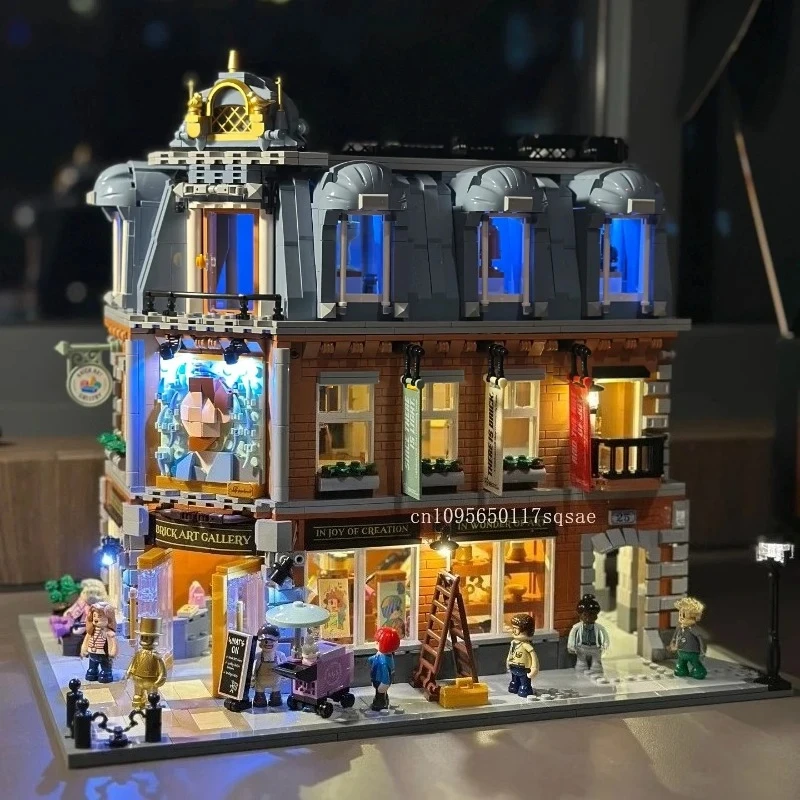

New Building Blocks Famous Paintings Art Gallery Lighting Street View Urban Architecture Building Blocks Models Collection Gifts
