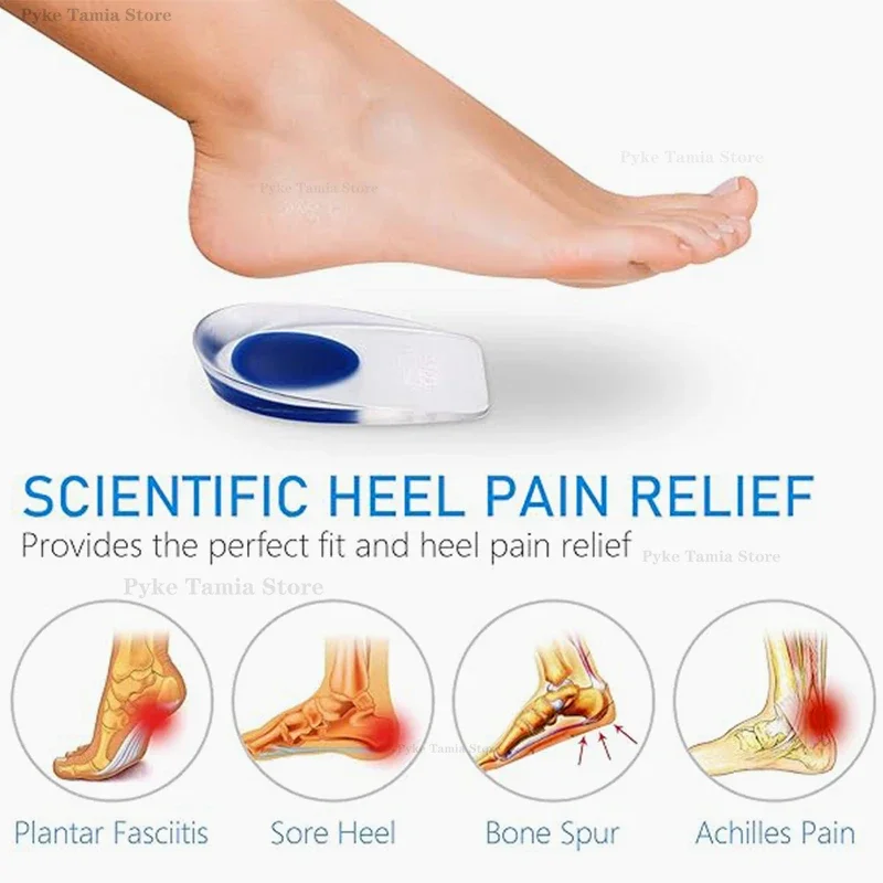 Silicone Heel Pad Gel Soft Insole Sports Shock Absorbing Shoe Pad Bone Spurs Pain Relief Protect Heel Foot Massager Care Inserts