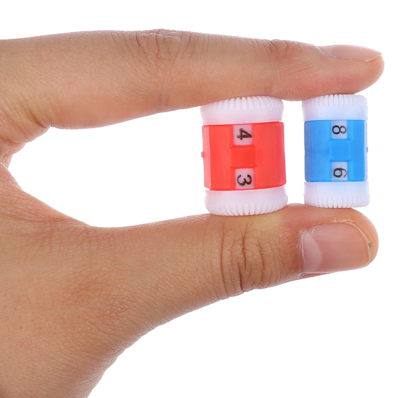 2Red + 2 niebieskie plastikowe szydełka licznik rzędów linie kalkulator numer