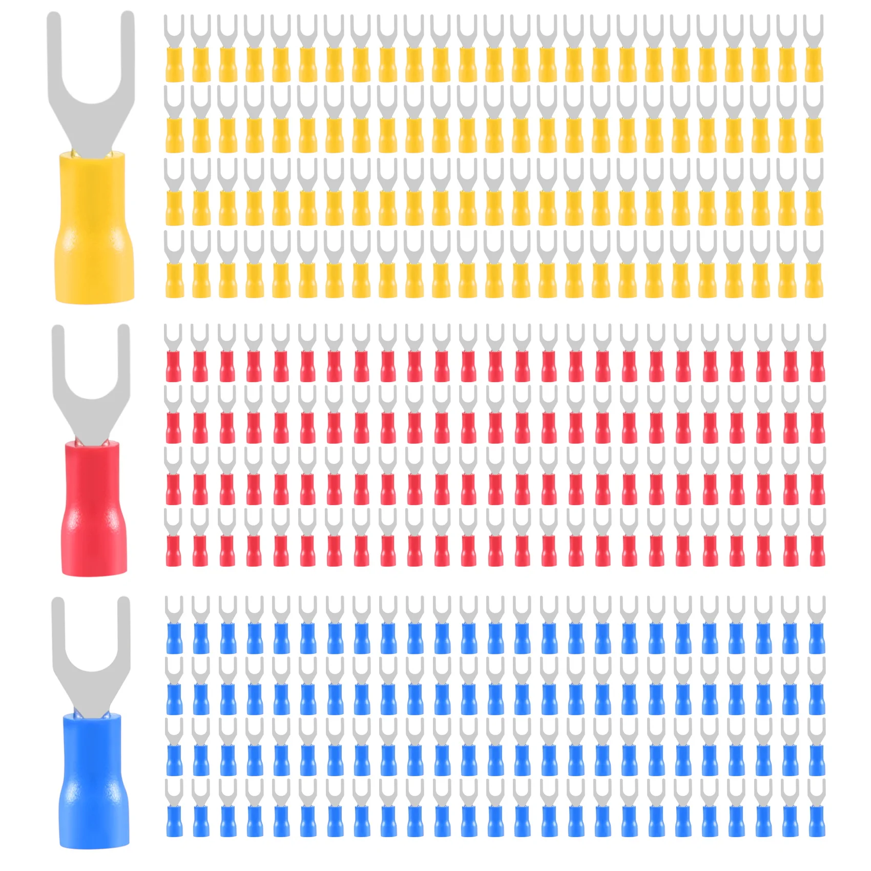 

300 Pcs 22-16 16-14 12-10 AWG Insulated Fork Spade U-Type Wire Connector Electrical Crimp Terminal