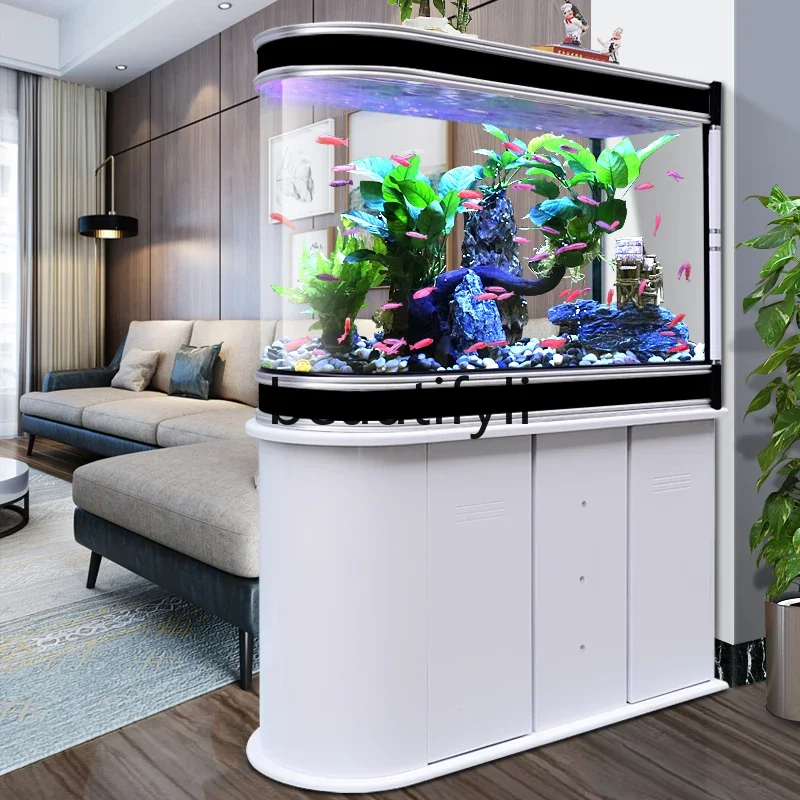 U-shaped glass ecological aquarium household medium and large screen living room partition entrance