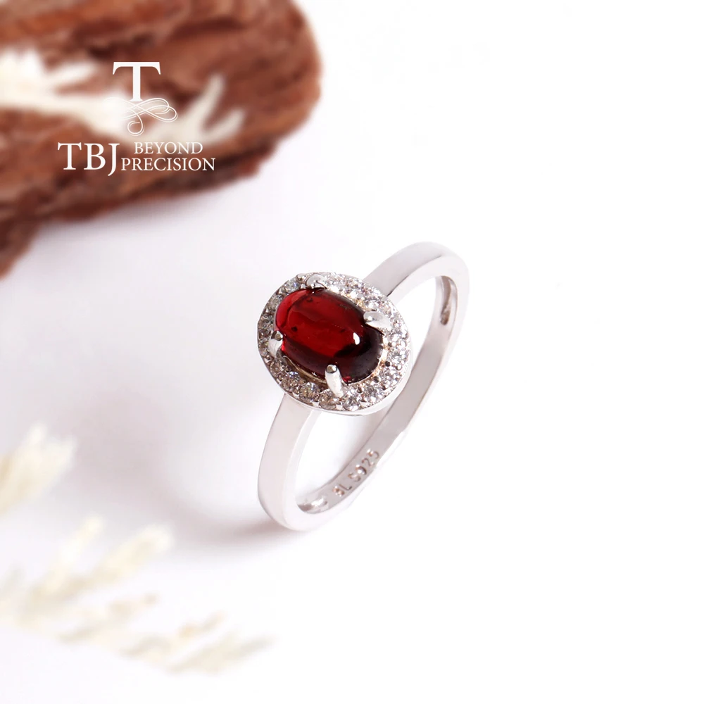 Fashion January Birthstone Natural Red Garnet Ring Earring Jewelry Set 925 sterling silver birthday gift for ladies and girls