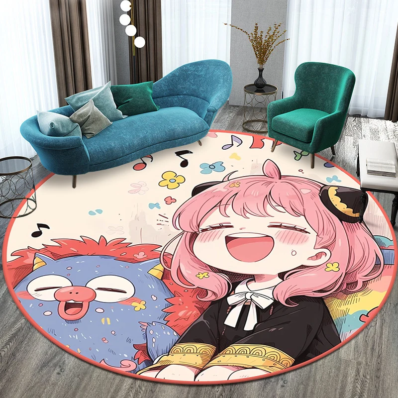 S- SPY×FAMILY Japanese Anime Cute Anya Forger Print Round Carpet.Bedroom,Balcony,Entry Door,Chair Non-slip Mat.Gift,Picnic,Rug