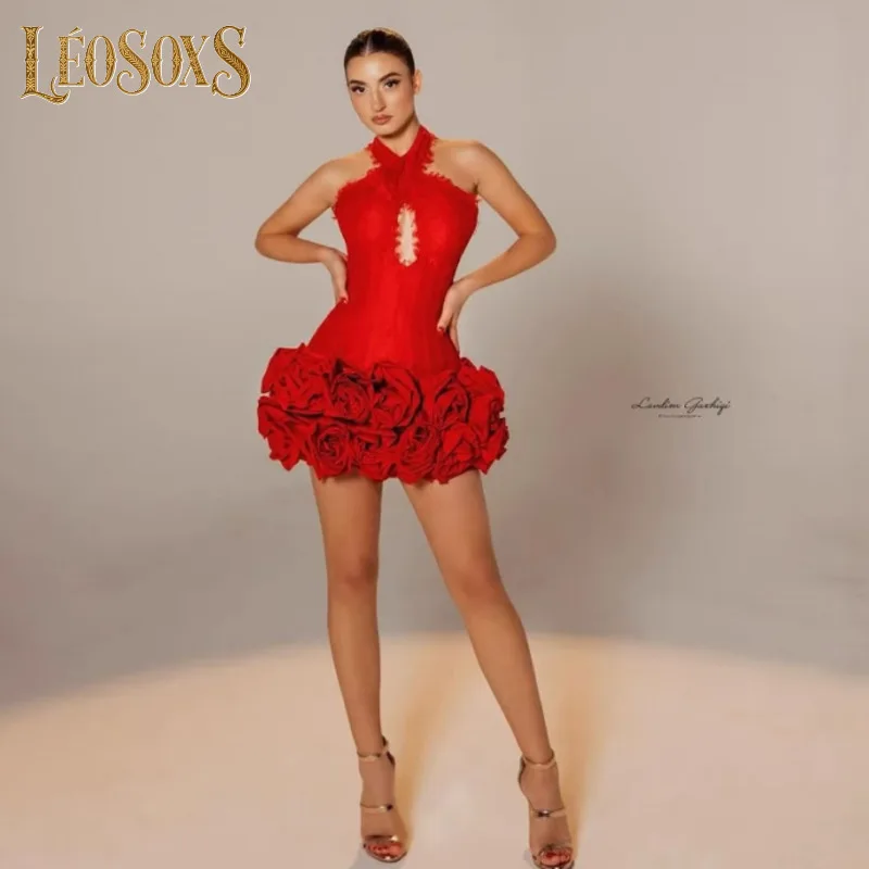 

LEOSOXS трехмерное сексуальное мини-платье с глубоким v-образным вырезом, красное бандажное мини-платье, милая девушка, день рождения и вечерние вечеринки