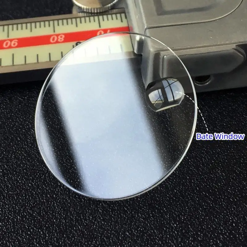 2.5mm Thick Date Window Watch Glass Round Flat Mineral Timepiece Crystal with Bubble Magnifier 25mm-36mm Diameter YZC886