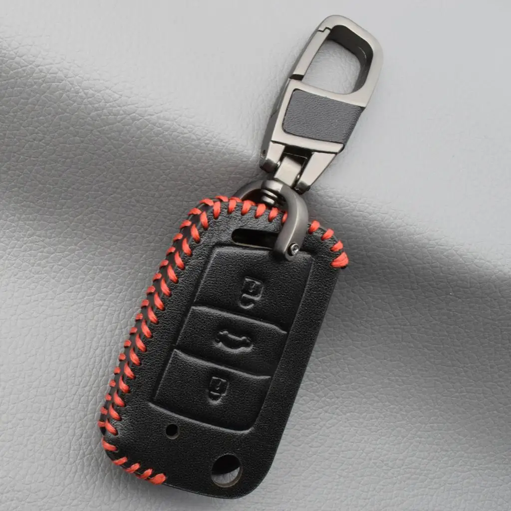 Leather Key Case Key Cover Bag For Volkswagen VW Golf 7 MK7 Tiguan Polo Bora Skoda Fabia Octavia Kodiaq Seat Leon Ibiza Keychain