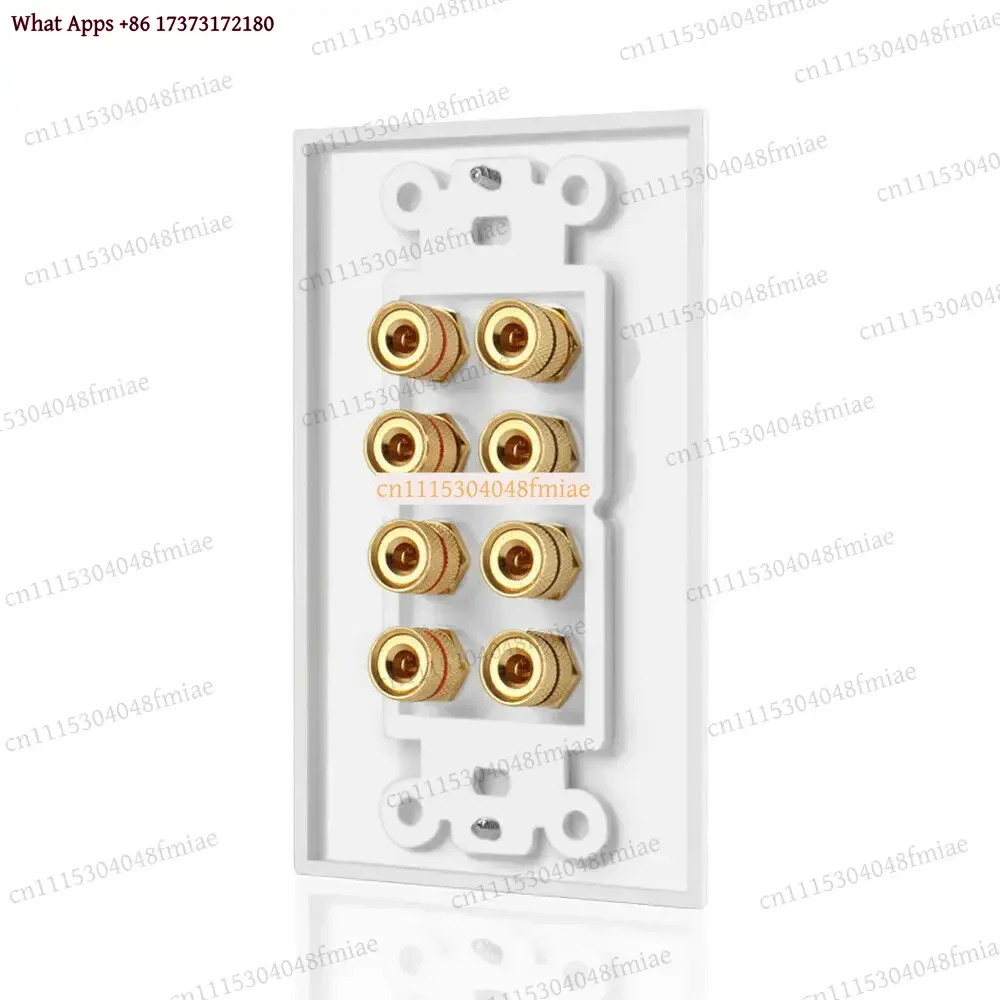 ko3 8 Posts Speaker Wall Plate Home Theater Wall Plate Audio Panel for 4 Speakers Connector