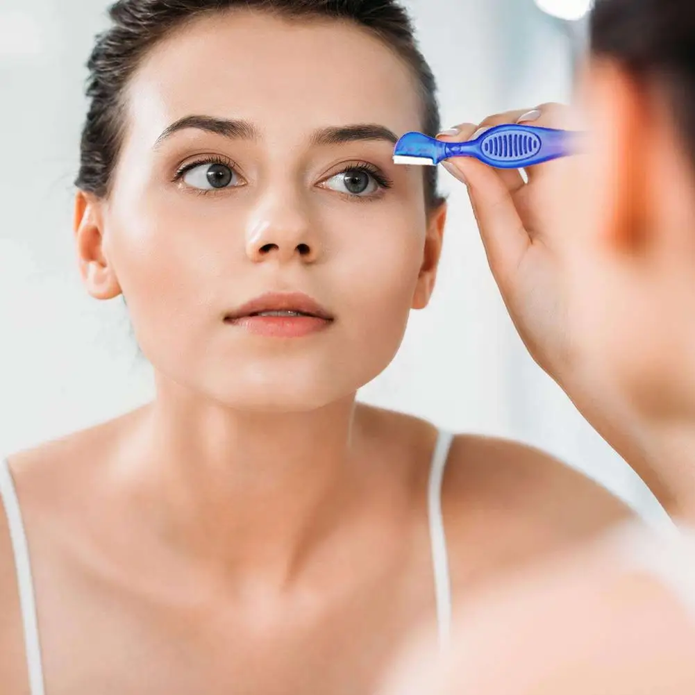 Pettine per lama di rasoio per sopracciglia Mini rasoio per sopracciglia portatile Rasoi per il viso multiuso Strumento per trucco di bellezza in acciaio inossidabile per donne e uomini