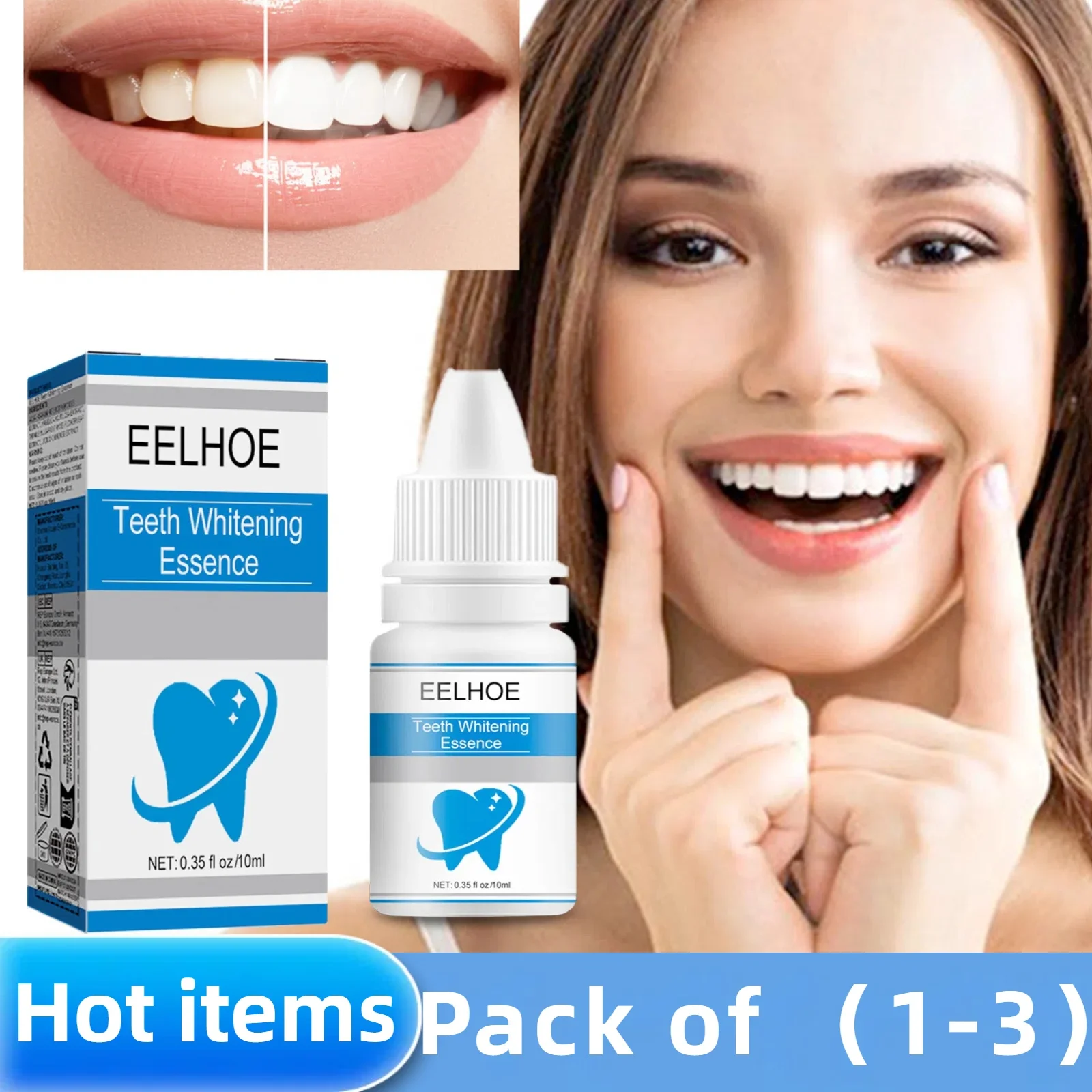 3pcs Teeth Brightening Essence Improve Tooth Color Care of Teeth Yellow Stain Removal Oral Hygiene Fresh Breath, Instant Smile