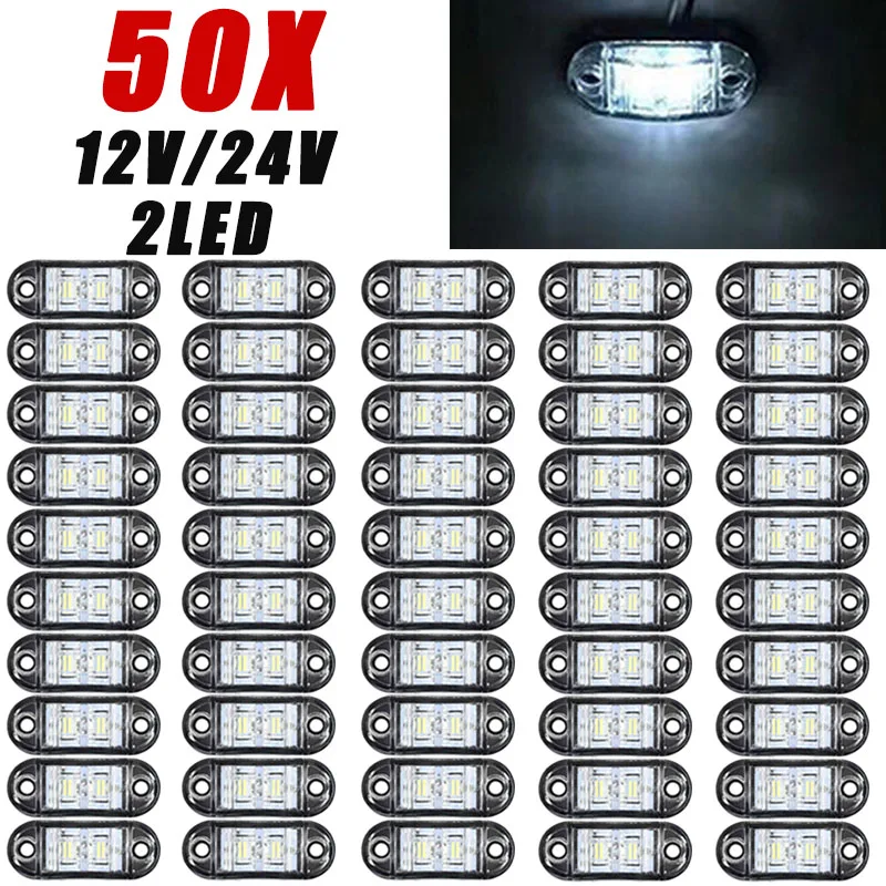 

50X 12/24 В прочные светодиодные боковые габаритные огни для грузовиков, водонепроницаемая овальная габаритная лампа, сигнальная лампа для прицепа, красный, желтый, белый, синий