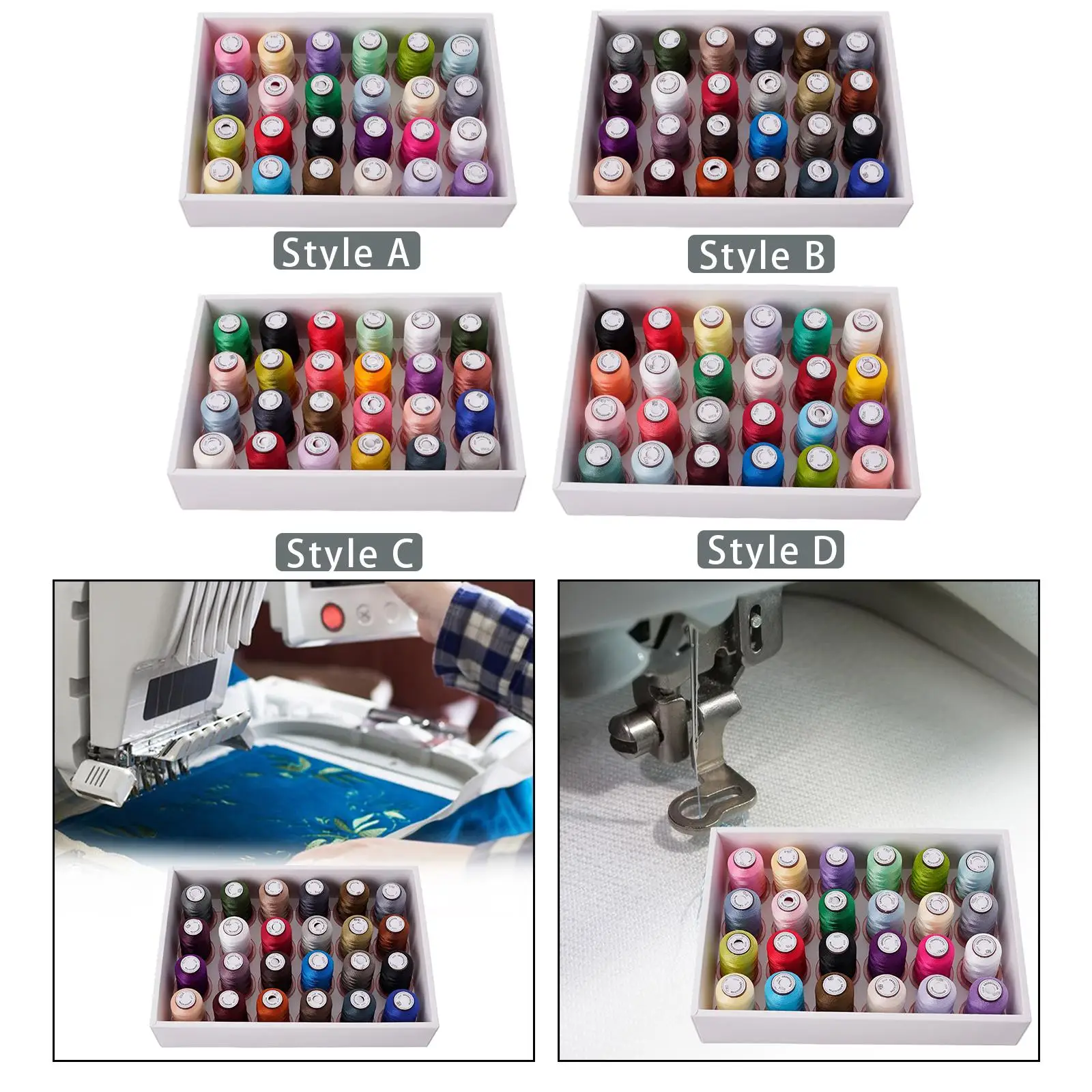 24 Colors Embroidery Thread 120D/2 for Sewing Machine All Purpose Polyester Embroidery Machine Thread DIY Crafts Supplies