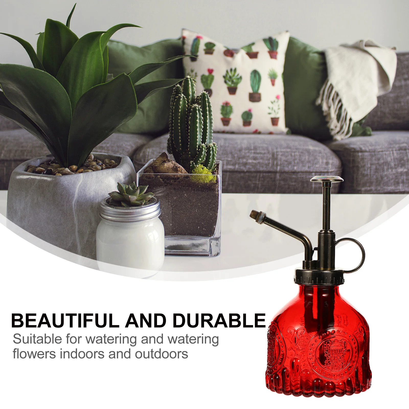 

Embossed Glass Sprayer for Plants Mist Spray Bottle Large Capacity Thumb Pump Design for Home Garden Planting Cleaning Storage