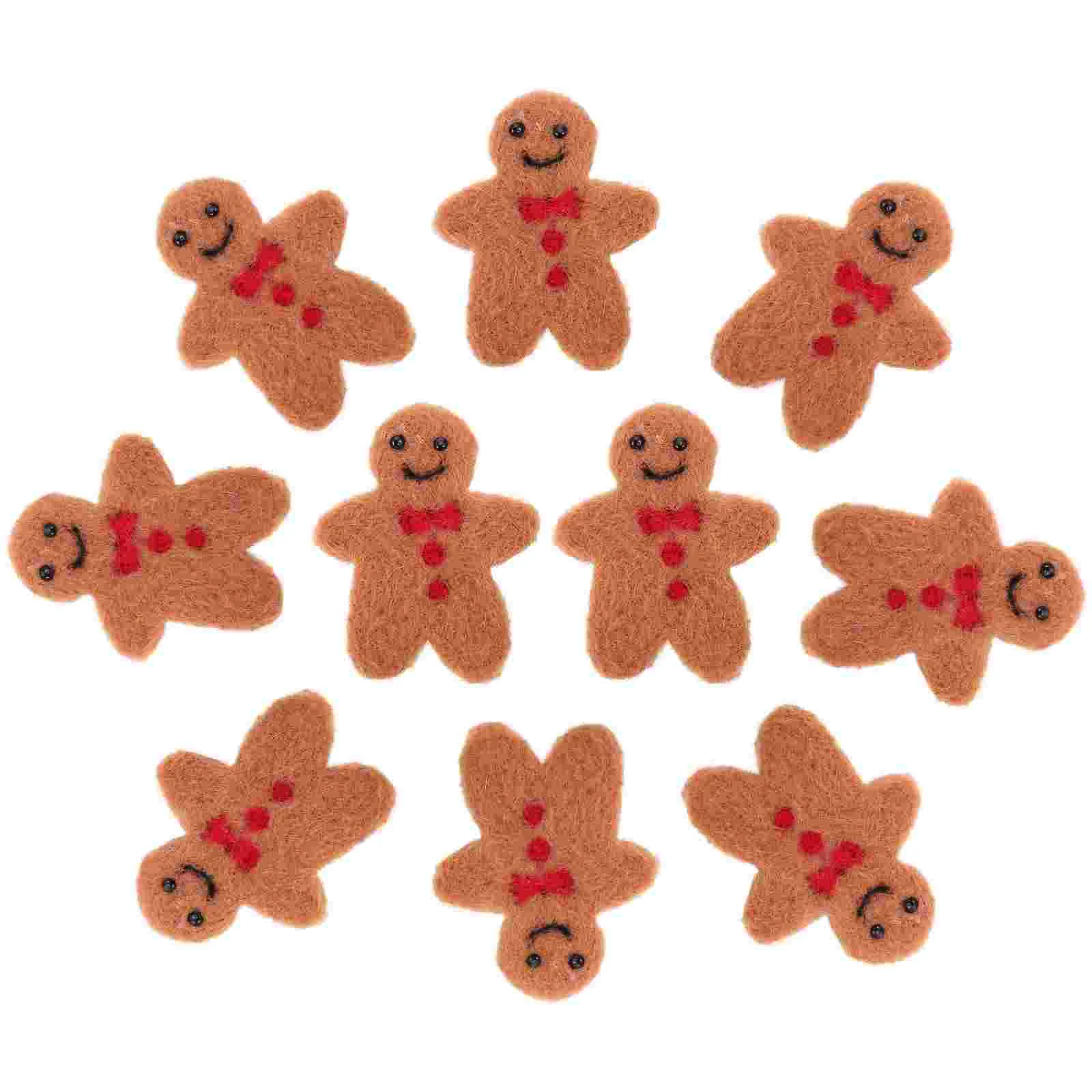 10 Pcs Gingerbread Man Pendant Xmas DIY Wreath Decor Materials Headdress Charms Wool Felt