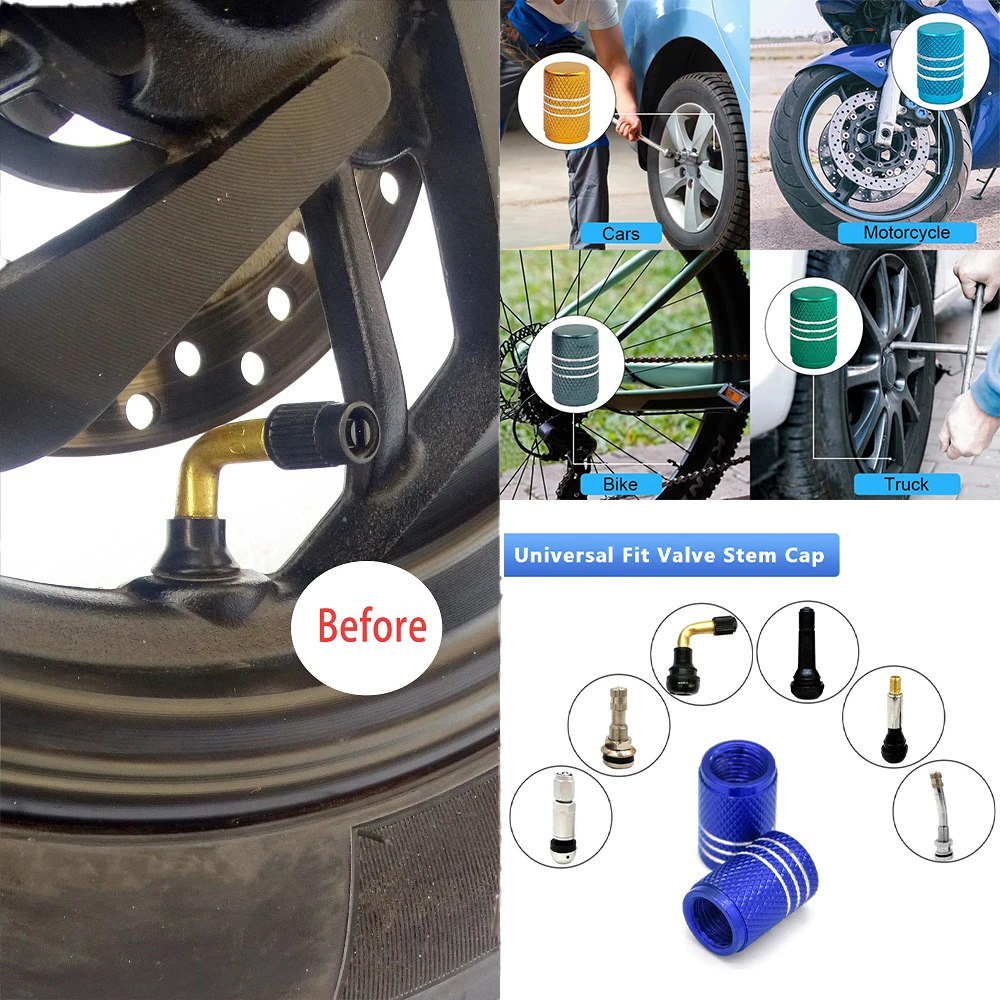 2 قطعة ملحقات الدراجة النارية عجلة قضيب صمام إطار قبعات محكم يغطي الغبار قبعات لياماها YZF R1 R3 R6 R7 R9 R15 R25 YZF600 #3