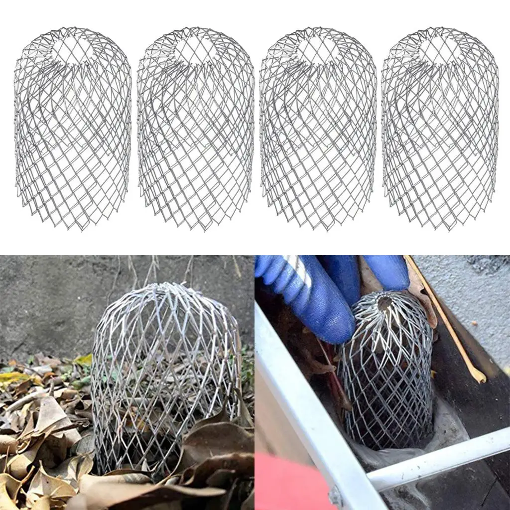 

4 Pack Strainer 3 Inch Mesh Gutter Downspout Guard Stainless Steel Durable Clean the Gutters in Rainy Season