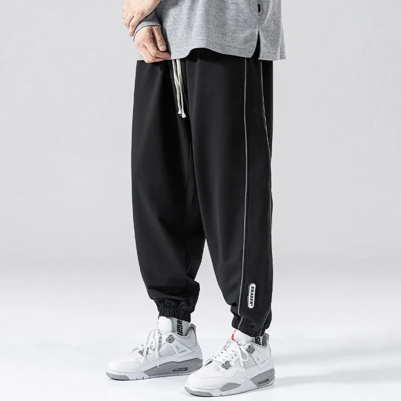 Spring Autumn Elastic Waist Men Fitness Pants Cargo Trousers Harajuku Stretchy Cuffs Casua Harlun Sweatpants Male Large Size