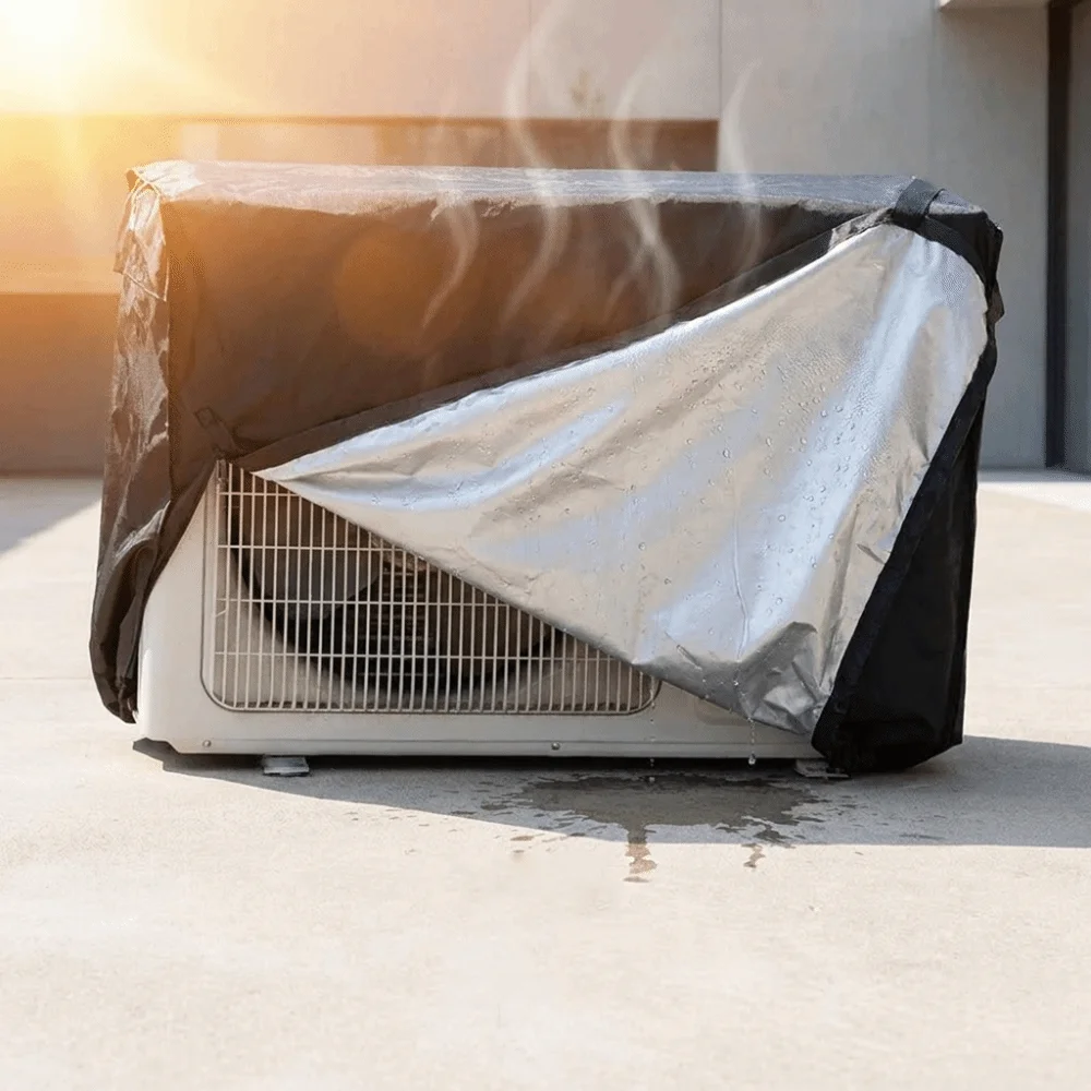 Waterproof Outdoor Air Conditioning Cover Sun Protection Windproof Air Conditioner Sunscreen Cover Anti-Snow Dustproof