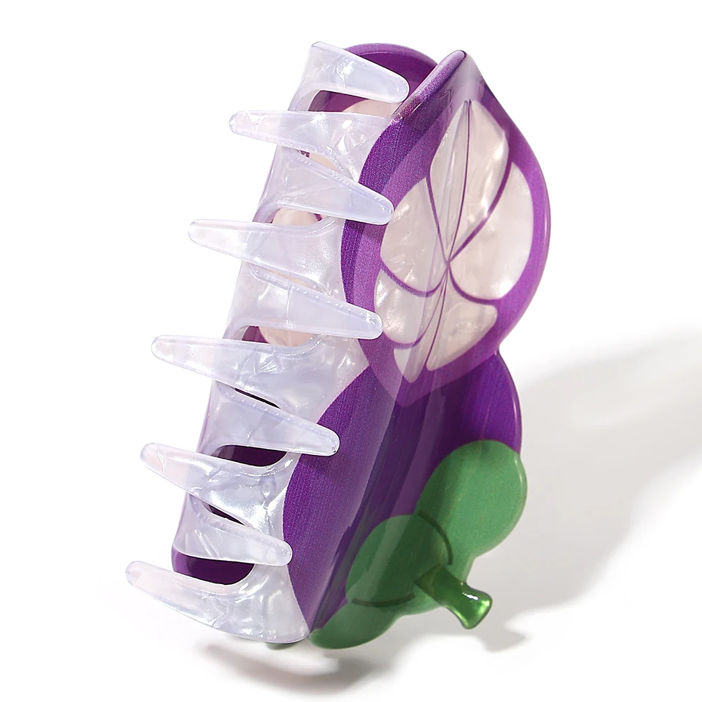 Oversize Purple Mangosteen Acrylic Hair Claw Clip For Women New Fruits Geometric Hairpin Party Hair Accessories Tool