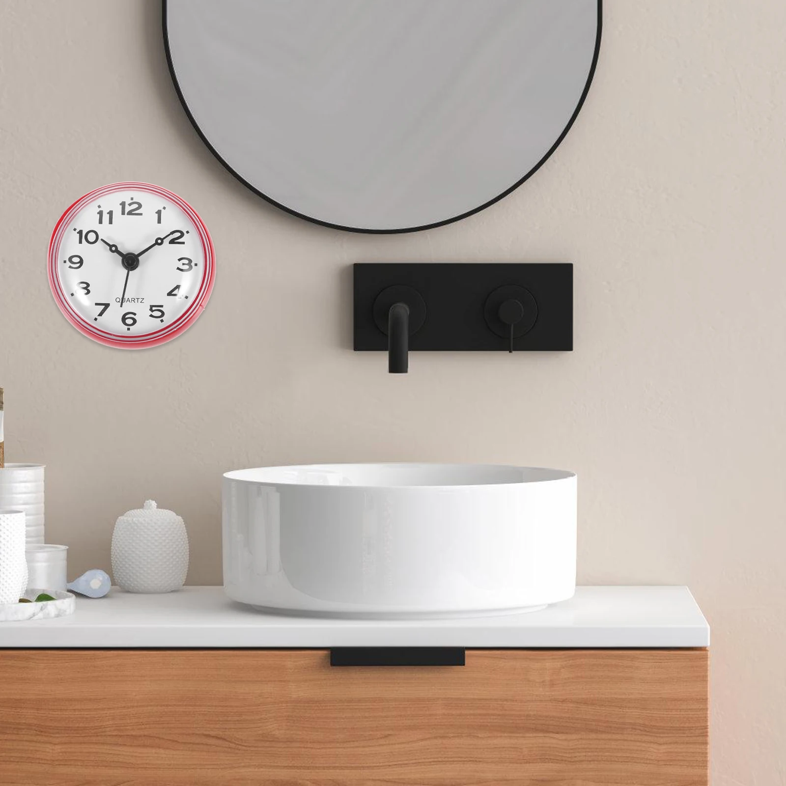

Waterproof Electronic Wall Clock Small Size Lightweight Suction Cup Bathroom Shower Clock Space Saving Gift