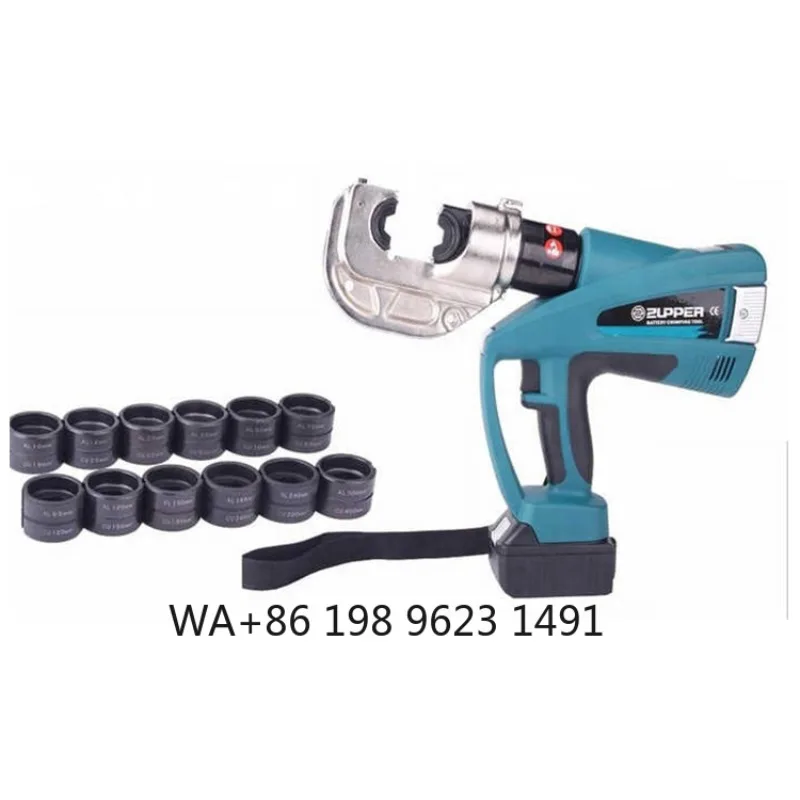 Battery hydraulic crimping pliers, portable Cu AL cable lug press tool up to 400mm² for electric wiring repair work