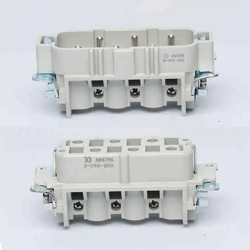 Heavy-duty connector 6-core side-out top-out H16B-HSB-006-1-2 rectangular aviation plug socket current 35A