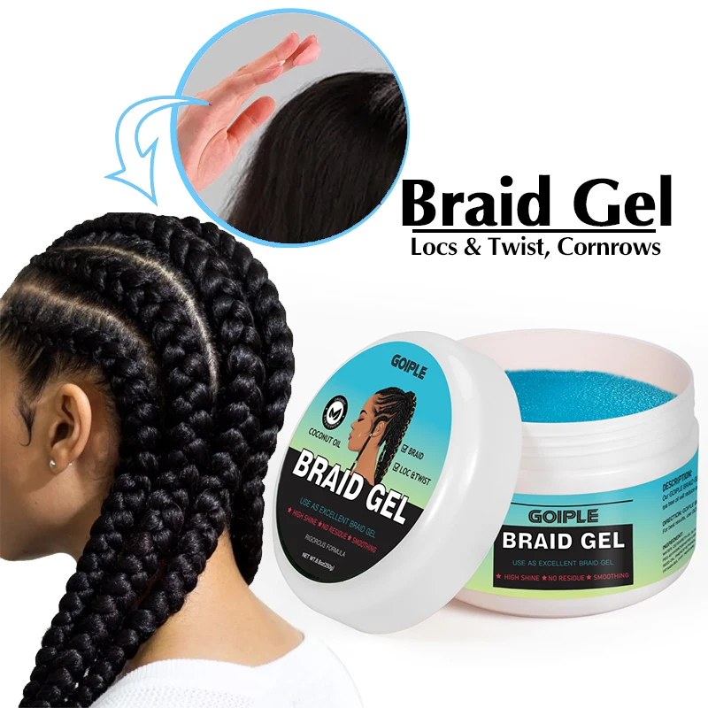 GOIPLE 16oz Braid Styling Gel Control Frizz and Edges Gel Smooth Hold Loc Twist Hair Wax Frizzy Hair Box Locking Gel for African