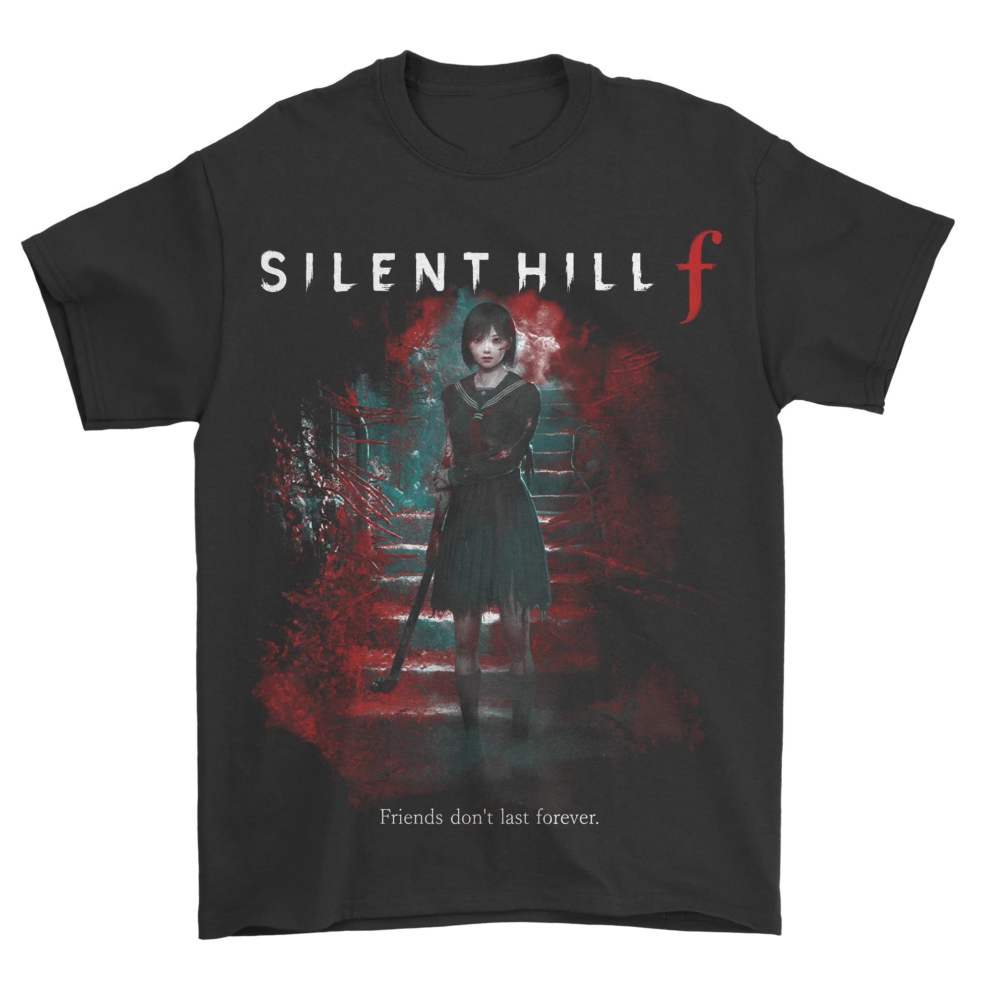 لعبة الرعب المثيرة سايلنت هيل F تي شيرت النساء الرجال جديد الجرافيك تي شيرت المتضخم الشارع الهيب هوب Y2k القطن الإناث الذكور الملابس