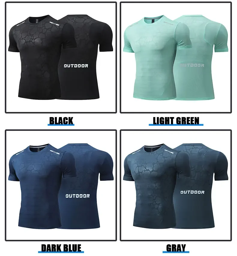 Men Running Compression T-shirt Dry Fit Short Sleeve Sport Tees Male Gym Fitness Jogging Sweatshirt Homme Athletic Shirt Tops