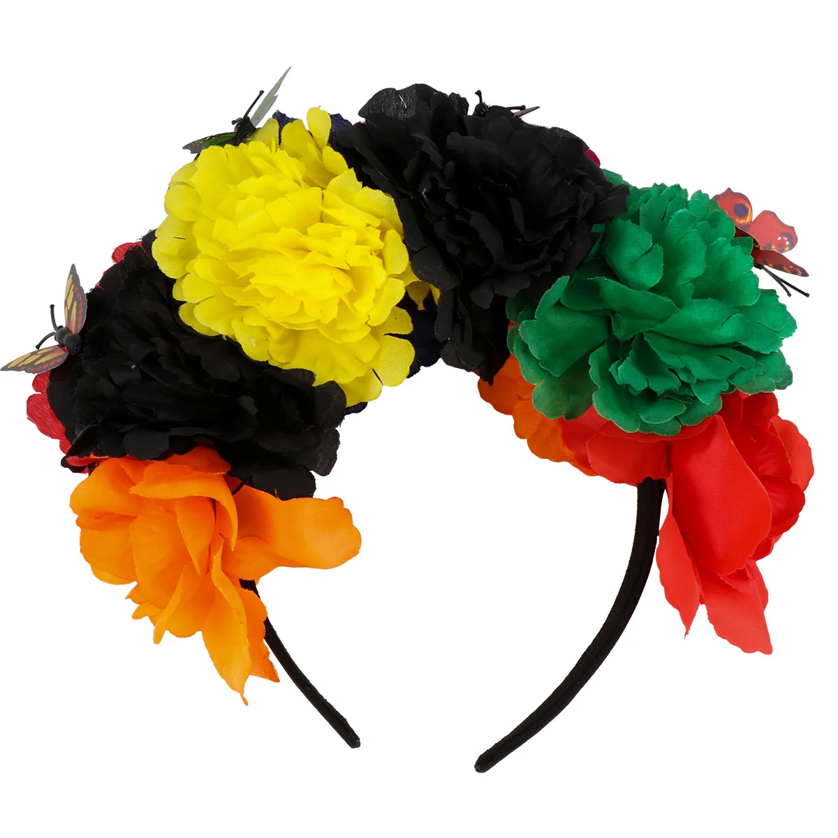 

Halloween Headpiece Artificial Flower Butterfly Headband Rose Crown Headgear Floral
