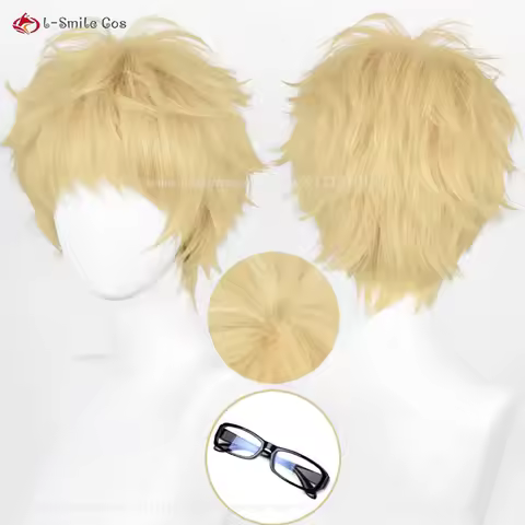 Anime Kei Tsukishima Cosplay Wig 26cm Short Light Golden Wig Heat Resistant Synthetic Hair Party Haikyu Wigs + Wig Cap