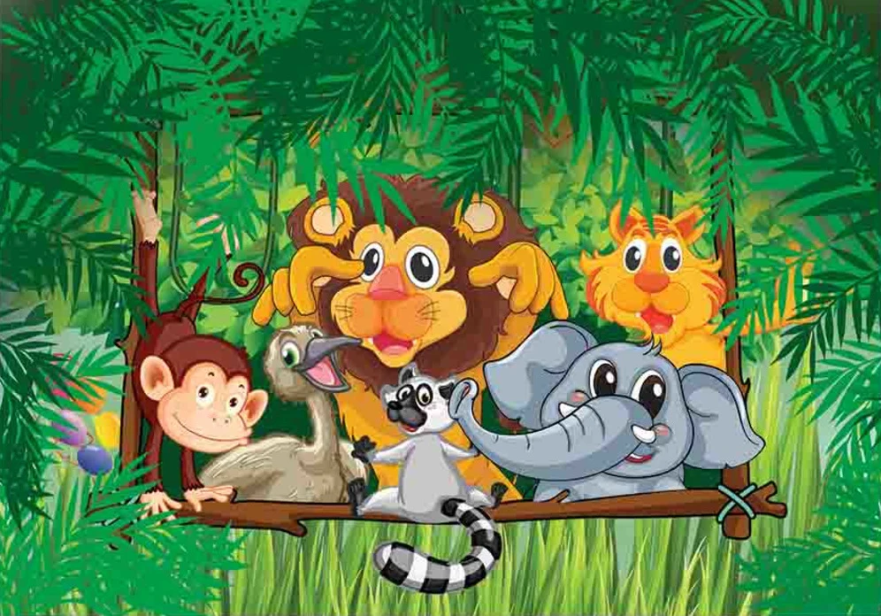 

jungle safari Zoo Lion Elephant Monkey backdrops High quality computer print children kids Photography Studio Backgrounds