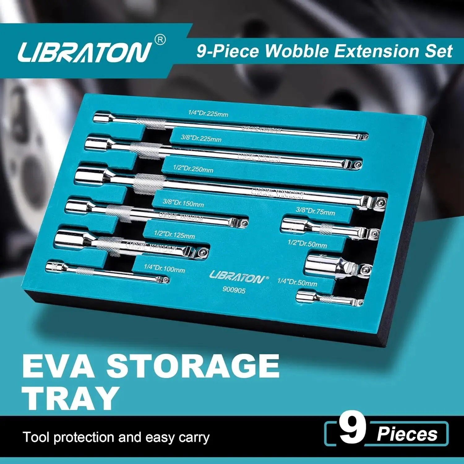 Juego Barras Extensión 1/4", 3/8" y 1/2" para Adaptador de Enchufe Juego Barras Extensión 1/4", 3/8" y 1/2" para Adaptador de Enchufe