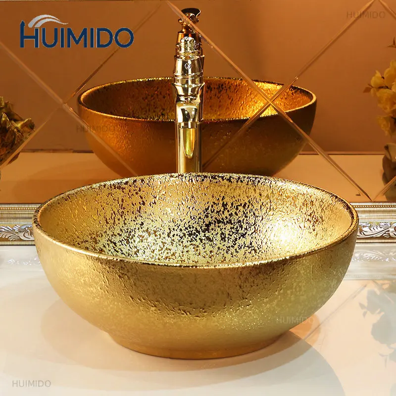 Ceramic gold countertop basin Art basin European bathroom basin Washbasin Modern personalized creative washbasin