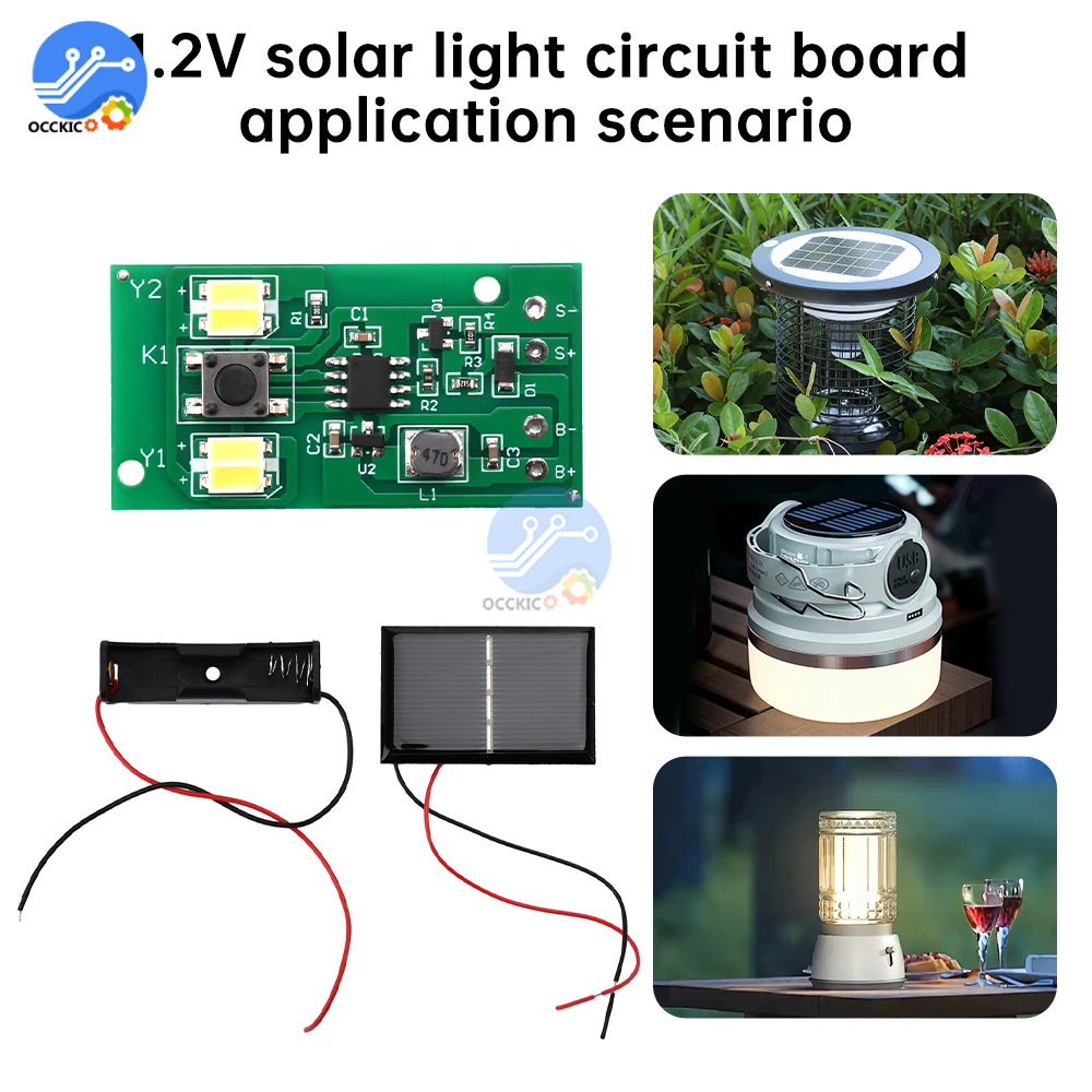 1.2V Bi-Color White + Warm Solar Light Circuit Board Solar Lawn Light Solar Fence Light Source Board Control Light Board DIY Kit