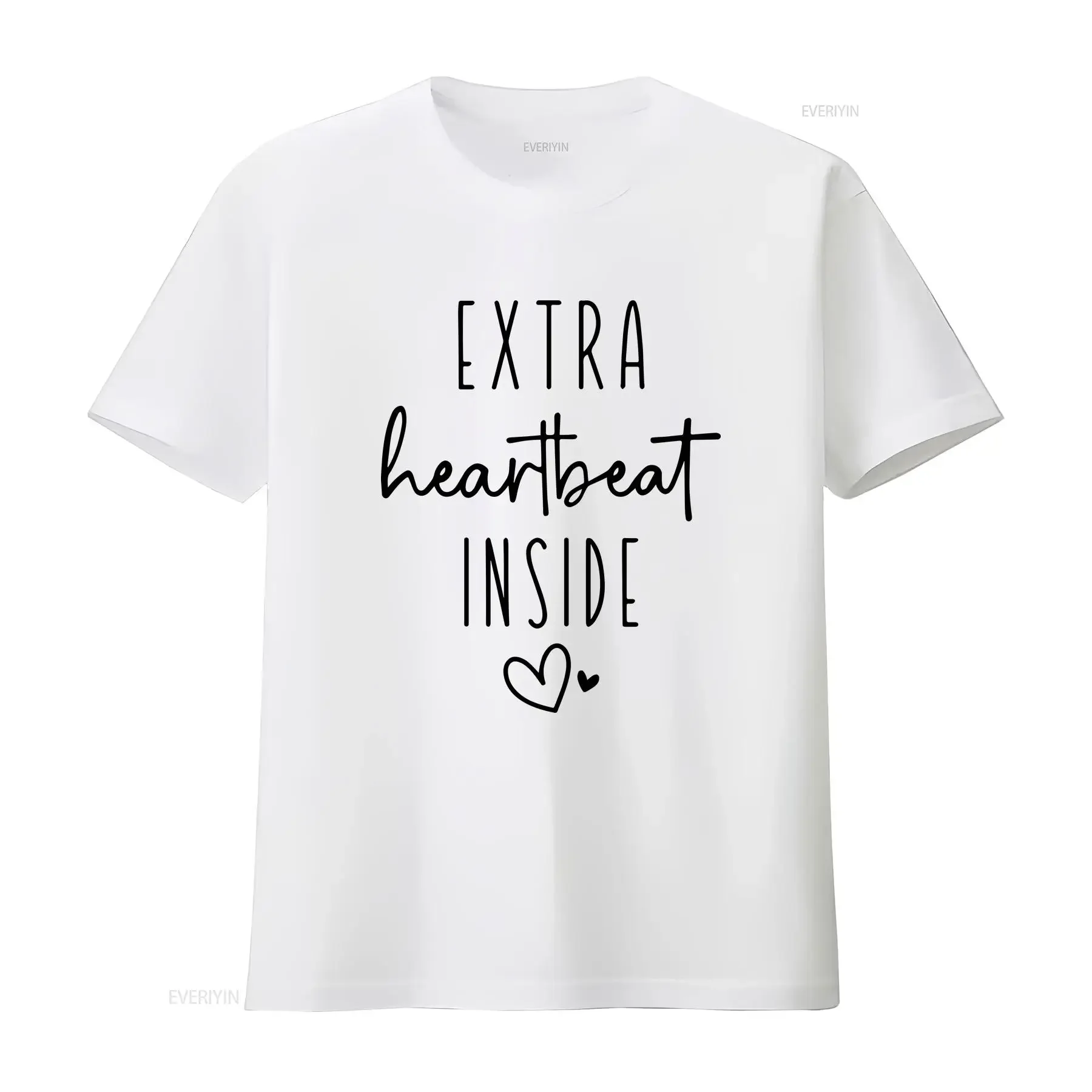 Extra Heartbeat Inside T Shirt Pregnancy Reveal New Mom PregnanT Funny Big Sis Baby AnnouncemenT vintage Washed Versatile