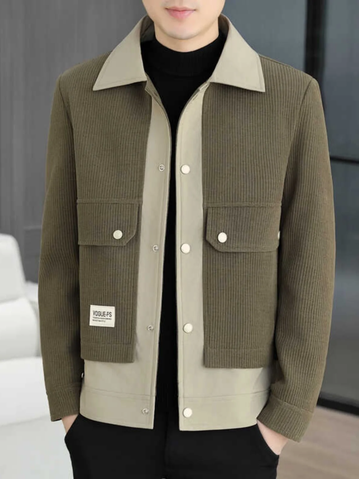 

2025 New Men's Slim Fit Woolen Jaet Casual Sle Turn-down Collar Outerwear Faionable Urban Commute Sle Youth Faion