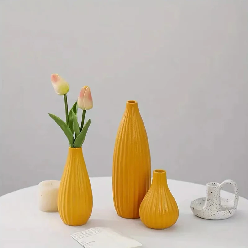 Ceramic vase Set-3 Small Flower vases for Decor,Modern Boho Farmhouse Home Decor,Decorative vase for Pampas Grass&Dried