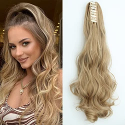 LISI GIATV-Extensions de Cheveux Queue de Cheval Blonde pour Femme, Pince à Griffe Synthétique, Longue Queue de Cheval Ondulée, Faux Cheveux