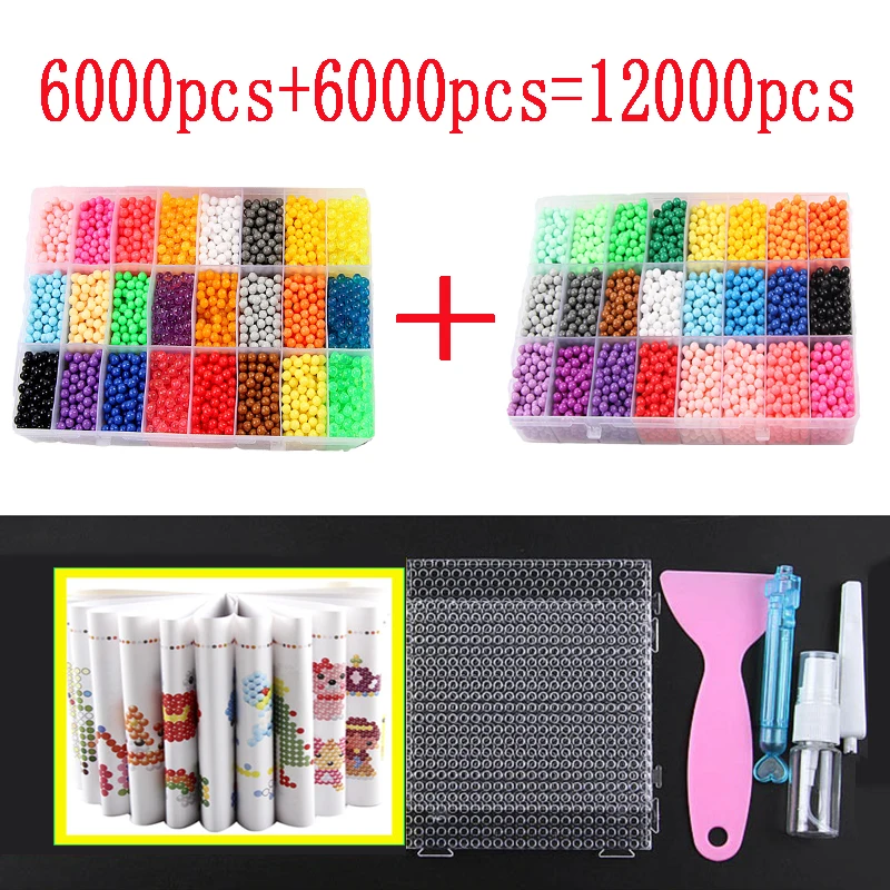 12000 sztuk 30 kolorów Refill koraliki Puzzle Crystal DIY Water Spray zestaw koralików gry w piłkę 3D Handmade magiczne zabawki dla dzieci