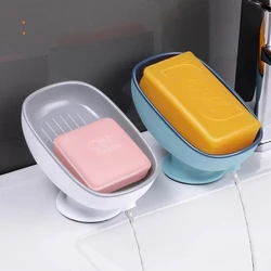 Drainage-Free Soap Box Household Soap Box Suction Cup Toilet Countertop Removable Soap Box