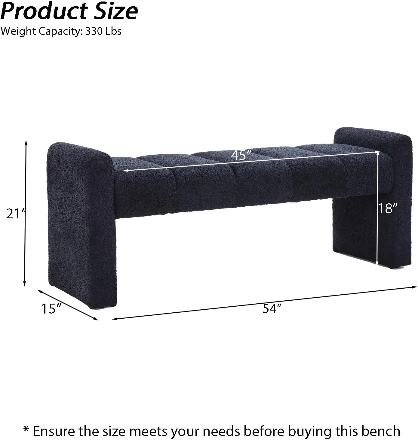 Boucle End of Bed Bench Upholstered Modern Bedroom Bench Channel Tufted Window Bench Comfy Long Ottoman , Customized