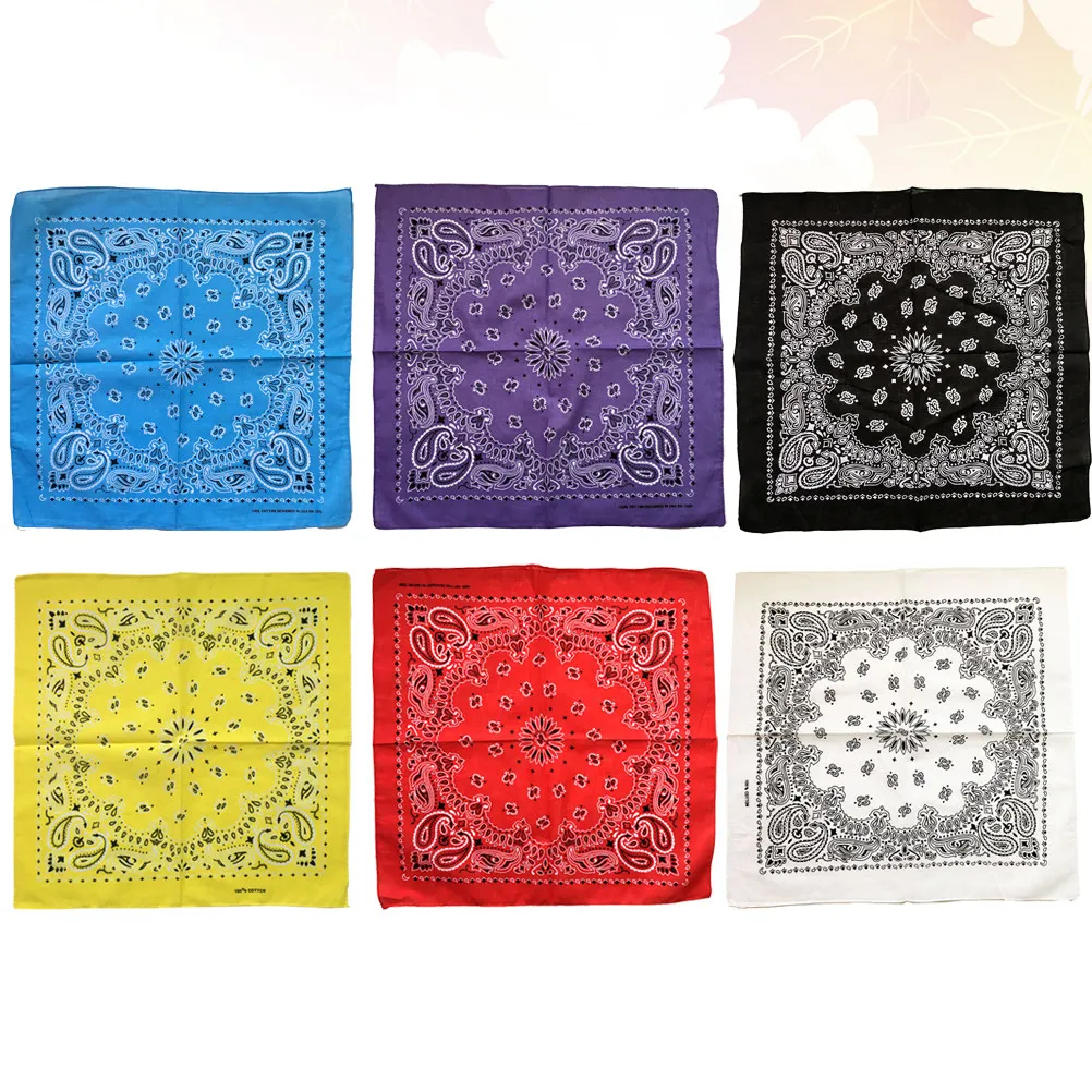 

6Pcs R om Color Headscarf Unisex Soft Breathable Square Scarf Moisture Resistant Outdoor Kerchief