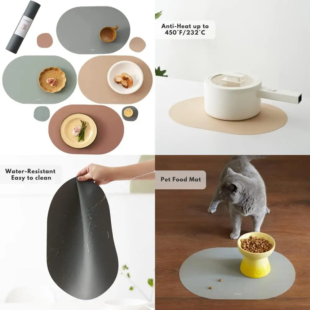

Placemat, Silicone Placemat Set of 4, Non-Slip, Oil Proof, Water Proof, Heat Resistant, Stain Resistant, Easy to Clean, Leather
