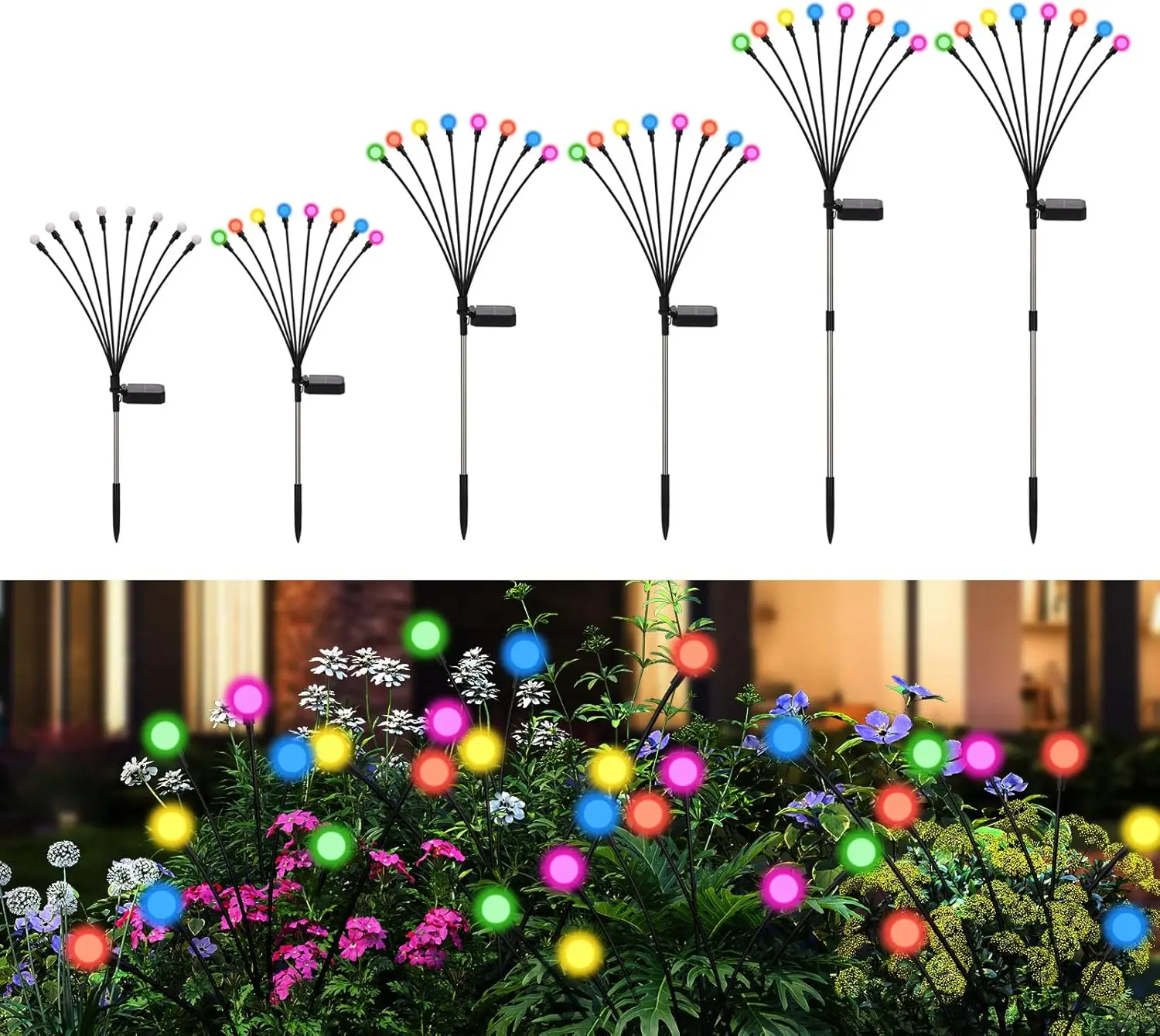 

Solar Firefly Lights Garden Lawn Outdoor Waterproof Starburst Swaying Lamp for Courtyard Patio Decoration 6/8/10 Led